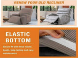 Power Lift Recliner Chair Cover, Stretch Jacquard Fitted Slipcover with Side Pocket, Taupe V1188-MS-721-274
