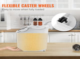 Ingredient Storage Bin, 2 x 15L Dispenser Bin with 2 Measuring Cups, Attachable Casters and Airtight V952-ZMXMX215L2CHMATLFV0