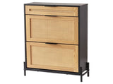 Rattan Shoe Cabinet, Narrow Shoe Storage Organizer with 2 Flip Rattan Drawers & 1 Slide Drawer, V952-FCTBXJ2C1XC2W8YCYV0