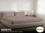 1000 Thread Count Cotton Rich Double Bed Sheet Set 4 Piece, Soft Feel Microfibre Blend, Solid C CVC-10DBL-LN