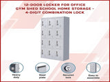 12-Door Locker for Office Gym Shed School Home Storage - 4-Digit Combination Lock V63-839081