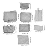 1Set Grey Travel Packing Cubes Luggage Organizer Bag Set with Mesh Lid and Handle V1192-AZ-W-24736