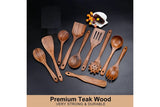 10-Piece Handcrafted Wooden Utensil Set, Heat Resistant Spoons for Non-Stick Cookware Kitchen V1263-JX-7732