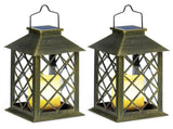 2Pack Solar Lantern , Outdoor Garden Hanging Lanterns, 3X Longer Waterproof LED Flickering Flameless V1370-AZ4-01056