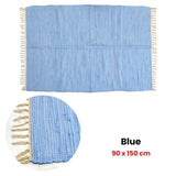 Large Chindi Cotton Handmade Floor Mat with Tassels 90 x 150 cm Blue V442-BZO-FLOORR-LARGECHINDI-BLUE-RE