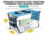 Portable Foldable Pet Grooming Table with Adjustable Restraint Loops Ideal for Bathing, Drying, V1341-ZY-7M3DFUB8-BLUE