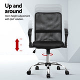 Artiss 2x Mesh Office Chair Mid Back Black OCHAIR-G-8009L-BKX2