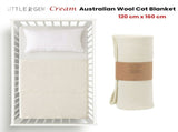 Little Gem Cream Australian Wool Cot Blanket 120 x 160 cm V442-HIN-BLANKET-AUSWOOLCOT-CREAM-CT