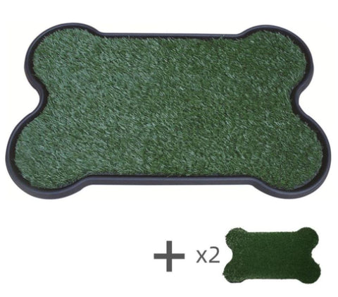 YES4PETS Dog Puppy Toilet Grass Potty Training Mat Loo Pad Bone Shape Indoor with 3 grass V278-POTTY-HH212-BONE-3XGRASS