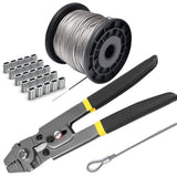 Wire Rope Crimping Tool Kit, with Stainless Steel Cable 165 Ft , 100 Cable Ferrule V1366-AZ2-W-14349