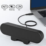 USB Wired Computer Speaker, HD Stereo Sound with Volume Control, Clamp-on Design, Black V1263-JX-7359