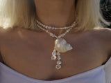 90cm vintage-style pearl and white conch pendant necklace, lightweight jewelry, women's style V1188-MS-210-054