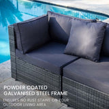 LONDON RATTAN 4 Seater Modular Outdoor Lounge Setting with Coffee Table, Ottoman, Grey V219-OTDOLSLR4SGY3