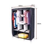 Large Portable Clothes Closet Canvas Wardrobe Storage Organizer with Shelves V63-831971