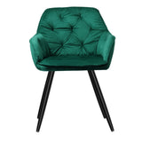 Artiss Dining Chairs Set of 2 Velvet Diamond Tufted Armchair Green MO-DIN-GRS058-VEL-GNX2