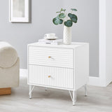 Lisa Wavy Fluted Bedside Table in White V369-601075-WHITE