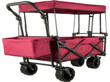 Folding Wagon Cart, Collapsible Folding Garden Cart w/ Shade Beach Utility V952-DZDPTC-RDHSKU0001V0