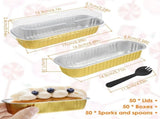 150Pcs Mini Loaf Pans with Lids and Spoons 200ml Non-Stick Aluminum Loaf Pans Reusable Square V1369-AZ3-W-12524