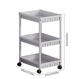 Rolling Storage Rack, 4 Tier Plastic Shelving Unit with Wheels and Hooks, Mobile Organizer for V1369-AZ3-W-21586