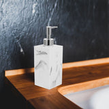 Refillable Marble Pattern Soap Dispenser with Pump for Shampoo Conditioner and Lotion in White V1366-AZ2-W-17266