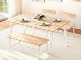 Artiss Dining Table and Chairs Set of 4 Bench Kitchen Furniture Natural and White DSET-D-BH10-OA