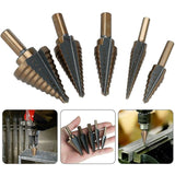5 pcs Metal Step Drill Bit, 5-35Mm Hss Titanium Conical Triangle Metal Step Cutter For Steel, Wood, V1188-MS-227-0598