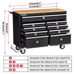 HORUSDY 9 Drawer Tool Box Chest Cabinet Trolley Box Garage Storage Toolbox Black V465-86513