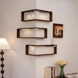 Floating Wall Corner Shelf Unit - 2 Tier 90 Degree Corner Shelves for Wall Mounted Storage - Space V1366-AZ2-W-12025