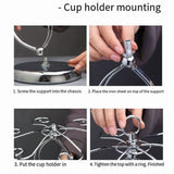 2X Iron Countertop Wine Glass Holder with Scrollwork Design, Freestanding Tabletop Stemware Storage V1366-AZ2-W-15726