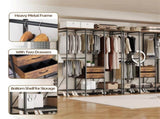XXXL Large Open Wardrobe Closet - Freestanding Clothes Rail Rack with Curtains V767-JJ-XY1316-A-V1