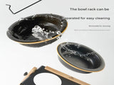 Adjustable Raised Pet Feeder - Modern Wood & Metal Stand with Dual Bowls for Cats & Dogs V888-ELOSUNG33710