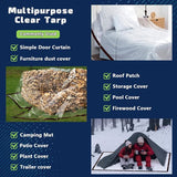 Waterproof Tarpaulin - Transparent - Durable with 10x10 eyelets, Large transparent V1188-ZXY-131-424