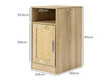 Levede Narrow Bedside Table 2 Pcs with Storage Boho Rattan Wood NI1099-2PC-AU