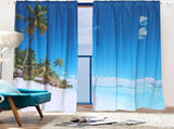 Sea View 3D Printing Blockout Curtains 260x213cm PINCH PLEAT Fabric Seascape V702-CNA2-213 HJ4