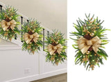 Xmas Staircase Swag with Light String Artificial Wreath Decor for Door Stair Wall Window Golden V1294-YM0901-241006FB04-2