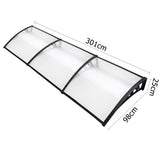 Instahut Window Door Awning 1mx3m Transparent AWN-PC6-1X3