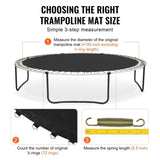 VEVOR Replacement Trampoline Mat Fits 14ft Frame 72 V-Rings 5.5" Spring Length V952-YXBCTD14YC72DJPYCV0