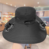 solar fan hat, solar powered hat, outdoor hat with fan, UV protection hat, wide brim hat, summer hat V1106-DSZ-001-123-WHT-3