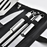 9 Piece Stainless Steel BBQ Grill Tool Set with Oxford Storage Bag for Outdoor Barbecue, Camping, V1189-LC-HW-00637