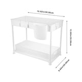 Double Layer White Sliding Storage Organizer Rack for Under Sink Kitchen Cabinets and Bathroom V1369-AZ3-W-14355