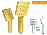 Brushed Gold Twin Shower 10" Rain Head Handheld Diverter Wall Arm Set Square V1233-A702GHS002M4CGKSS110G