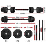 Everfit 40kg Dumbbells Barbell Set Adjustable Dumbbell Weight Lifting DAB-DBS-40KG-AB