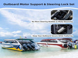 Outboard Motor Support and Hydraulic Steering Lock Set for Boat Transom Stabilization Prevents Motor V1258-DP02-C-3072