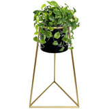 Black Planter on Gold Pyramid Stand 45cm V637-68104PLN