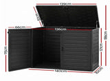Gardeon Outdoor Storage Box 1170L Container Lockable Cabinet Tool Organizer Shed Black OSB-1170L-ABK