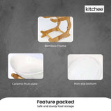 2 Tier Porcelain Fruit Bowl - Ceramic Vegetable Storage With Bamboo Stand V238-SUPDZ-40824930762832