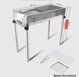 Stainless Steel Portable Outdoor BBQ Barbecue Grill Set Charcoal Kebab Picnic Camping Sets Large V610-BBQ70-SIL