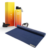Jade Yoga Voyager Mat - Midnight & Iron Flask Wide Mouth Bottle with Spout Lid, Fire, 32oz/950ml V398-JY-668MB-IFB