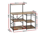 Artiss 4-Tier Kitchen Rack with Pull Out Basket 6 Hooks Microwave Storage Shelf KR-MEL-4S-90-BKBR