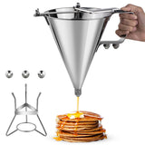 Stainless Steel Confectionery Funnels with Stand and 3 Nozzles, Commercial Grade Cake Decorating V1192-AZ-W-6290